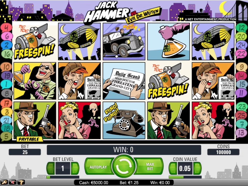 Jack Hammer pokie bonus free spins